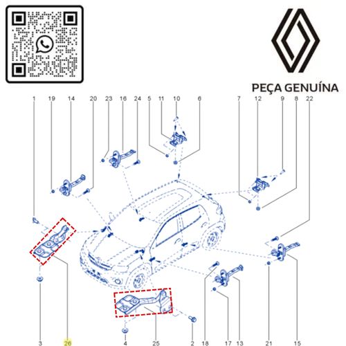 RN 04747R-K 654004747R e 654016135R DOBRADICA  DO CAPO KWID KIT ESQ-DIR 3